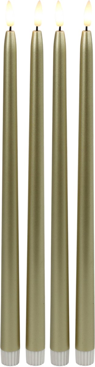 Countryfield LED dinerkaarsen extra lang - 4x st- goud - 38 cm - met afstandsbediening Goudkleurig