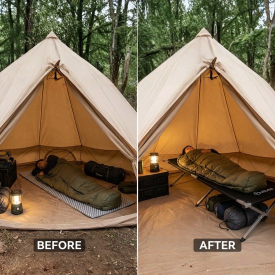 Outbee Veldbed - Kampeerbed - Stretcher - Opvouwbaar bed - Campingbed met draagtas - Draagkracht 150KG - 210 x 72 cm - Zwart van Outbee — afbeelding 5