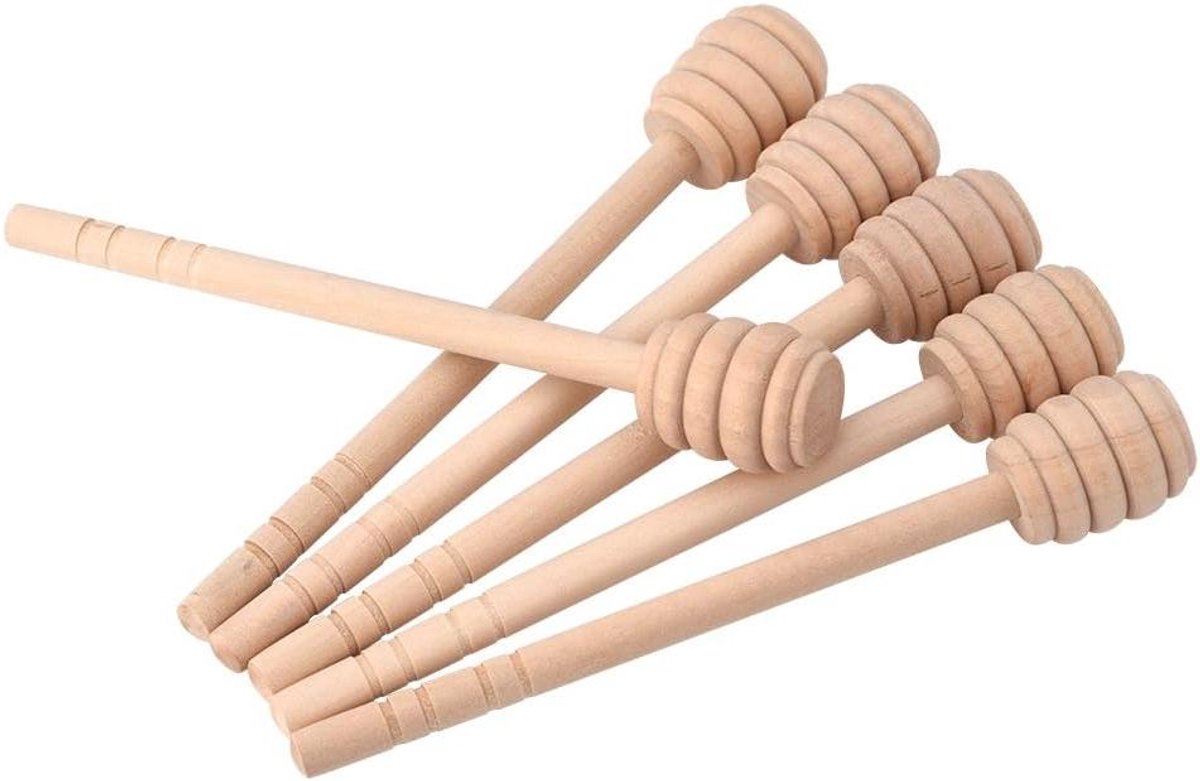 Allecto - Houten Roerlepel - Honing - 50 Stuks - 15 cm - Roerstokjes - Geschikt voor keukengebruik - Naturel Houten Roerlepel voor Honing, 50 Stuks, 15 cm, Roerstokjes