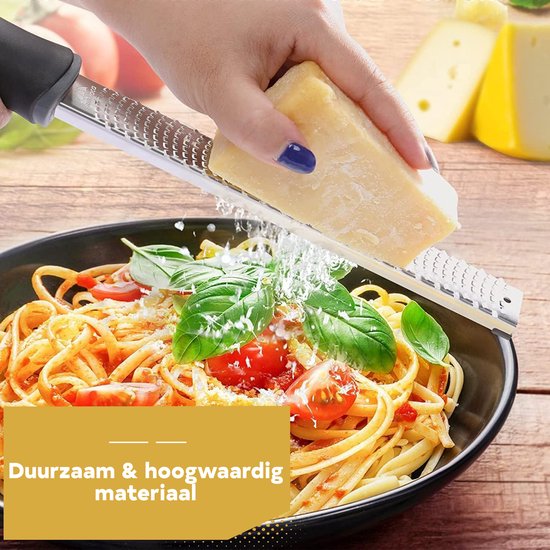 HI NATURE™ Premium Rasp zester - Handrasp lang- Citroenrasp - Kaasrasp - Gemberrasp - Knoflookrasp | Roestvrij staal Zwart
