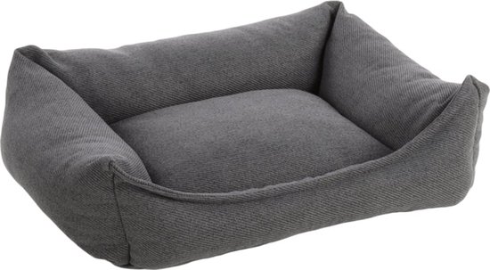 Panier orthopédique gris foncé pour chien avec texture, vu de face.