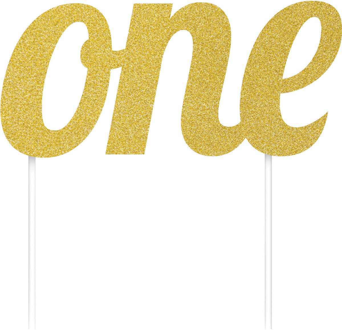 CREATIVE PARTY - Taartdecoratie 1 jaar opschrift "one" goud glitter 7 x 15 cm
