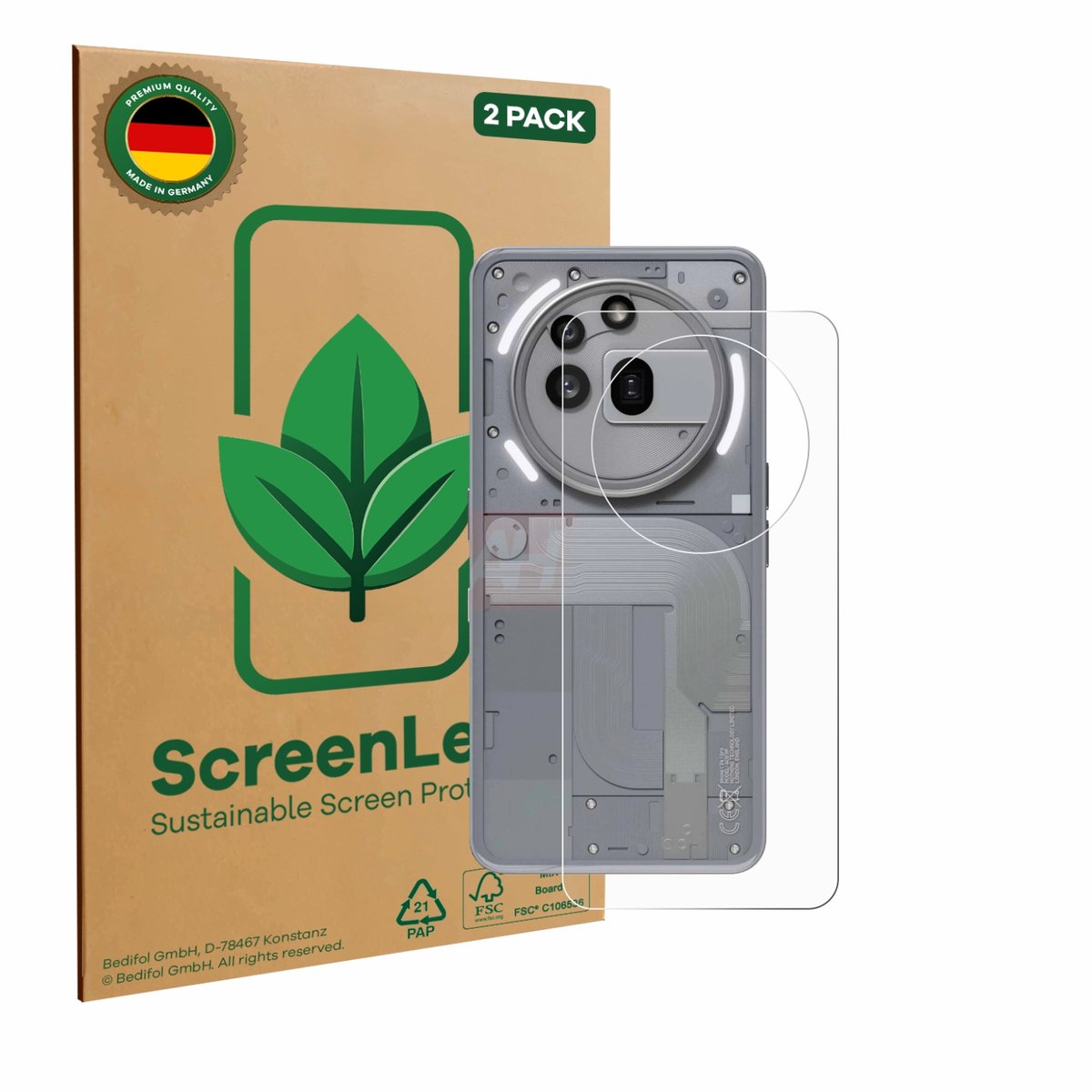 2 Stuks Screenprotector voor Nothing Phone (3a) Pro (Achterkant) - Hoogwaardige Beschermfolie transparant