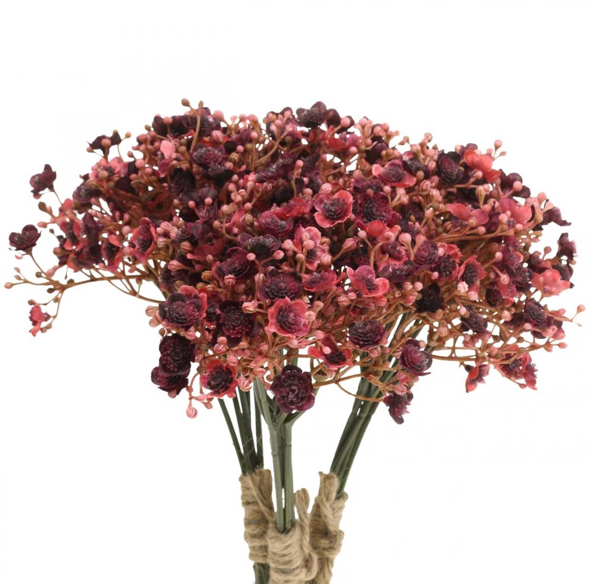 Viana Gypsophila kunstrode kunstbloemen herfst 29,5cm 18st rood
