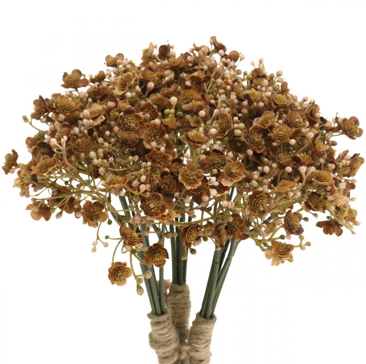 Viana Gypsophila kunstbruin voor herfstboeket 29.5cm 18p, 18 stuks