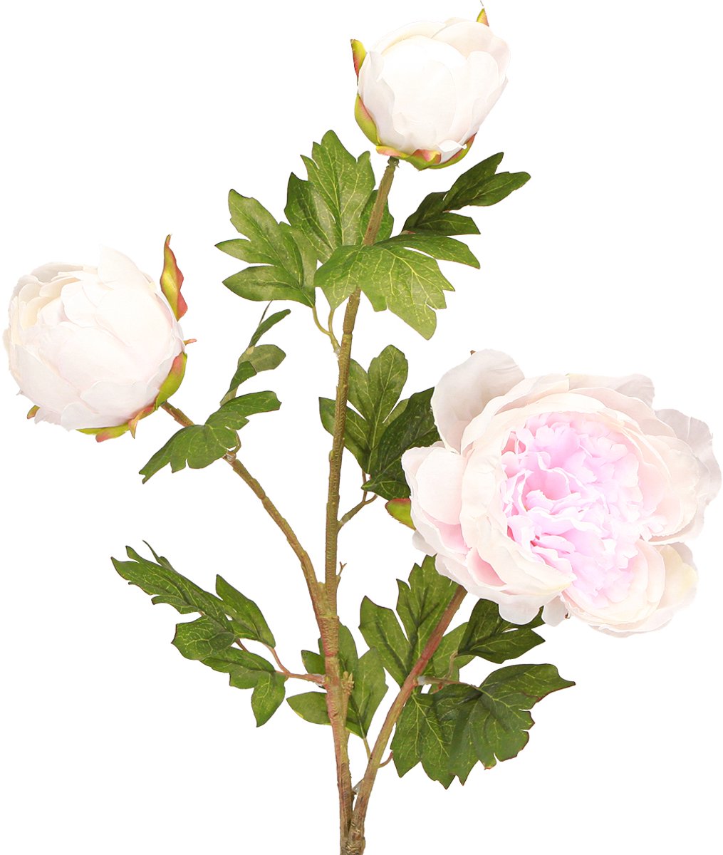 Viana Decoratie Pioenrozen Roze 3 Bloemen Lange Steel L80cm 2st
