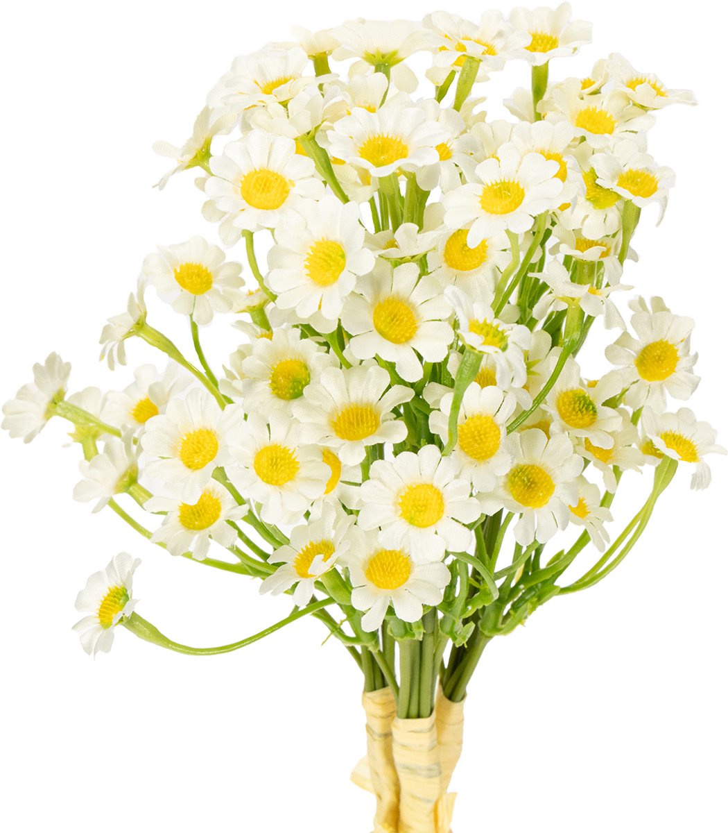 Viana Kunstmatige kamille als boeket bloemen voor natuurlijke en onderhoudsv Wit