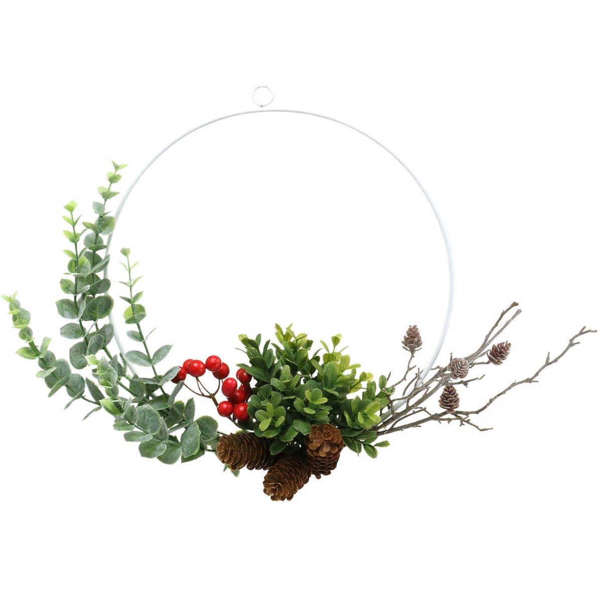 Viana Decoratieve krans eucalyptus, bessen en kegels kunstmatig Ø30cm Veelkleurig