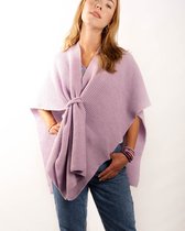 Estella poncho- Accessories Junkie Amsterdam- Damens- Sjaal met lus- Gebreid- Lichtgewicht- Polyacryl blend-Omslagdoek- Cape- one size - Cosy chic-Effen- Stola- Lila