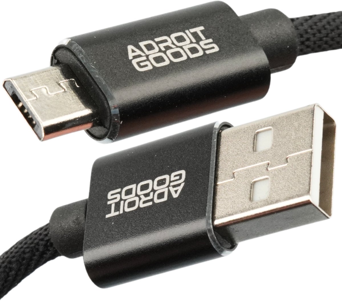 AdroitGoods USB-A naar Micro-USB kabel USB 2.0 met snel laden - 1m - Gevlochten Snellaad Kabel 2.4A - Duurzame Aluminium Connector – Android Data- & Laadkabel