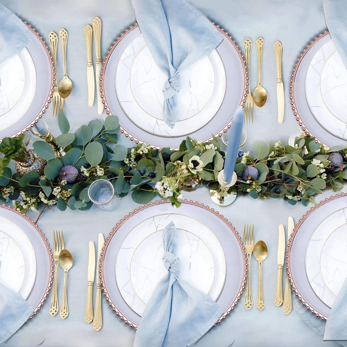 Set van 10 Decoratieve Ronde Tafelladers 33 cm met Kralenrand