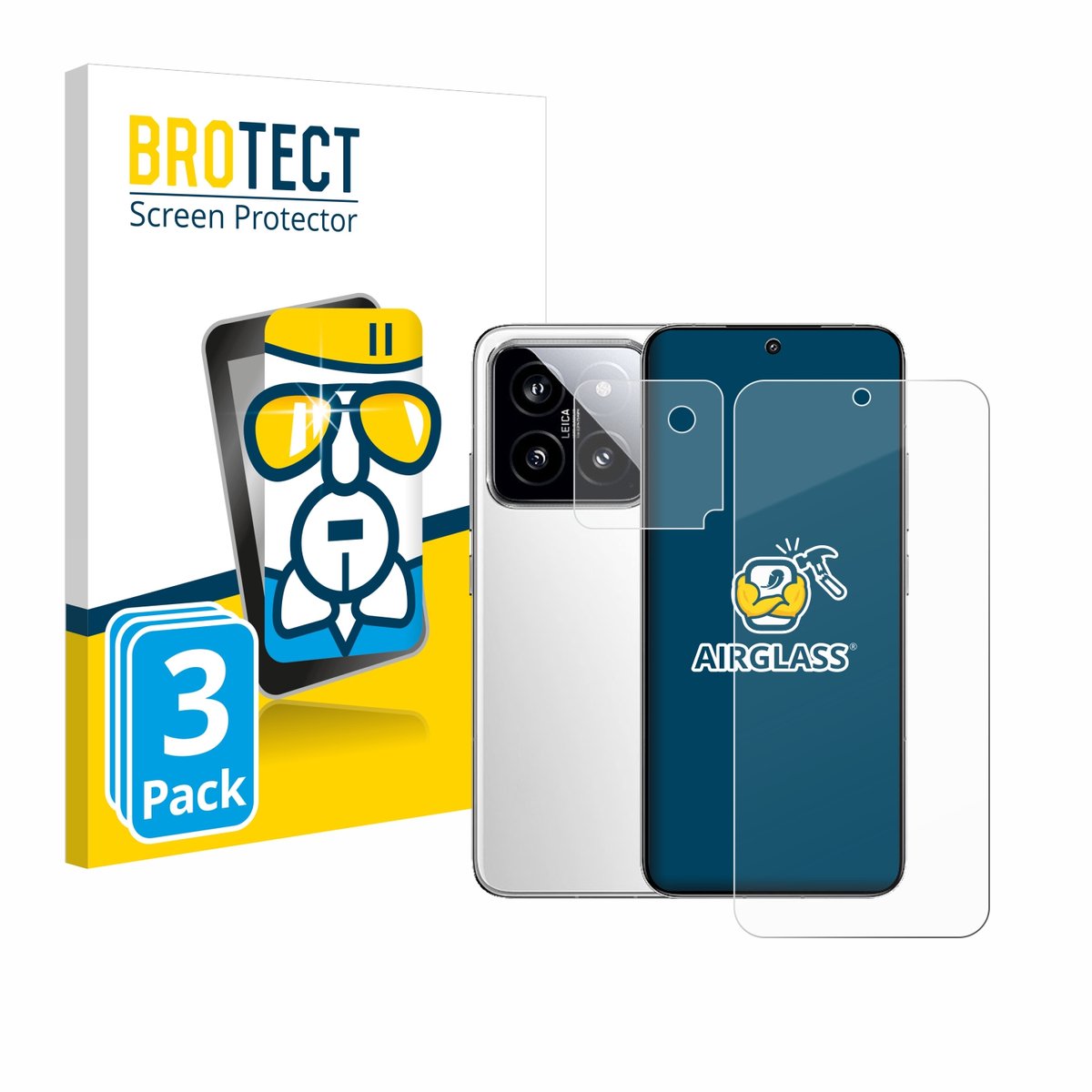 Screenprotector 3 Stuks voor Xiaomi 14 (Voor+Camera) Beschermglas transparant