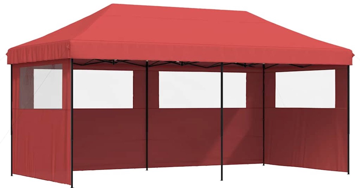 vidaXL - Partytent - inklapbaar - pop-up - met - 3 - zijwanden - bordeauxrood