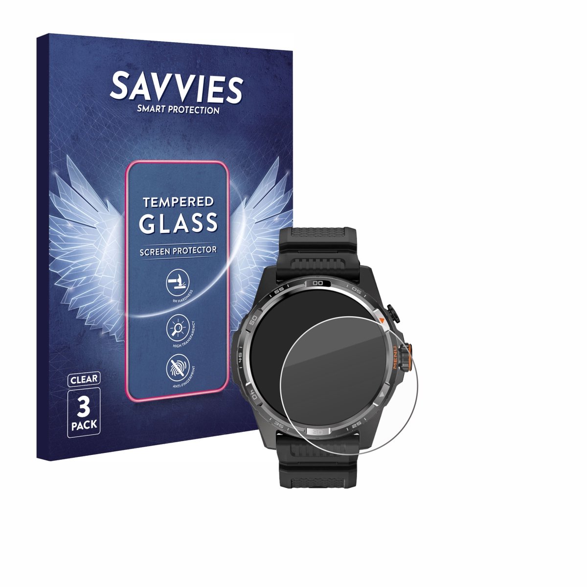 Savvies - Glas Screenprotector voor Mobvoi Ticwatch Atlas - Gehard Beschermglas 9H 3 Stuks
