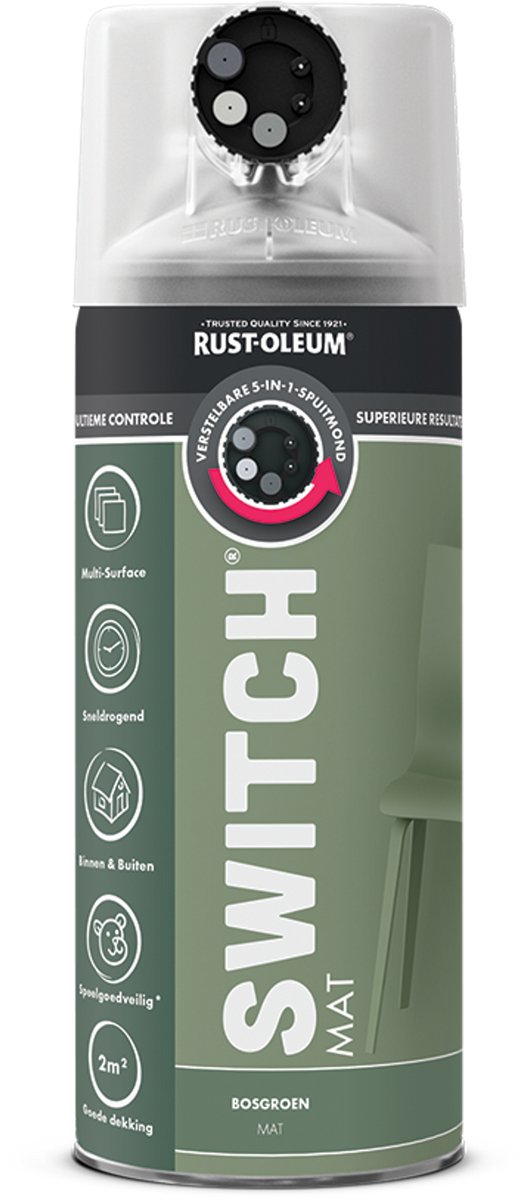 Rust-Oleum Switch Spuitbus Verf Mat 400ml - Bosgroen