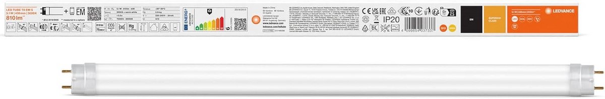 LED TL Buis T8 44cm 5.1W Warm Wit - Energiezuinige Vervanging voor 15W