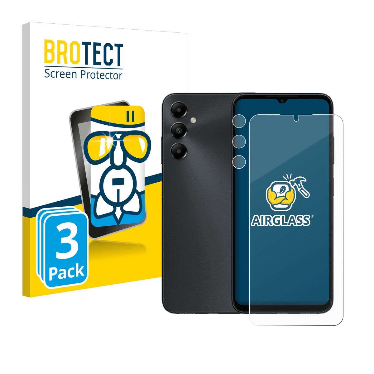 Screenprotector 3 Stuks voor Samsung Galaxy A05s (Voor+Camera) Beschermglas transparant