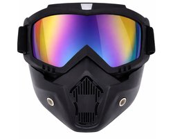 Motor Masker – Ski Bril – Scooter – Helm – Snowboardbril – Airsoft Masker – Multifunctioneel – Zwart / Parelmoer Vizier – Gezichtsbescherming met Goggle – Anti-Fog Lens – Verstelbare Band – One Size – Voor Motor, Wintersport en Outdoor Gebruik
