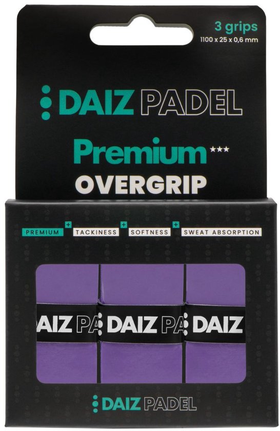 DAIZ PADEL Racket Overgrip - Premium Padel Grip tape - Zacht & Comfort - Antislip - Overgrip Tennis & Padel - Grip Padelracket - Paars - 3 stuks DAIZ PADEL Racket Overgrip - Premium Padel Grip tape - Zacht & Comfort - Antislip - Overgrip Tennis & Padel - Grip Padelracket - Paars - 3 stuks
