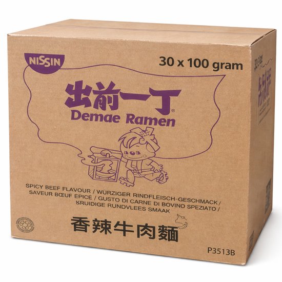 Nissin Demae Ramen noedels SPICY BEEF, 30 x 100 gram