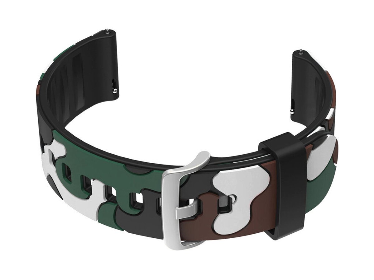 U13 Rubberen Horlogeband Zwart-Wit Camo - 22mm