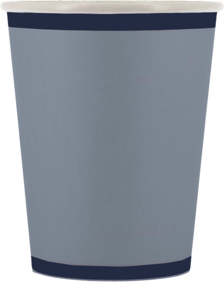 ARTYFETES - 6 tweekleurige kartonnen bekers stormblauw en marineblauw 255ml voor feest