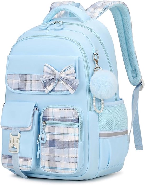 Meisjes School Student Schooltas - Outdoor Rugzak met trolleyband - Waterdicht - Schooltas - Rugtas - Tieners - Boekentas - Rugzak Meisje - Rugzak jongens - Rugzakken - Rugzakken met grote capaciteit - Rugtas Voor Kinderen - Laptop Rugtas - Blauw