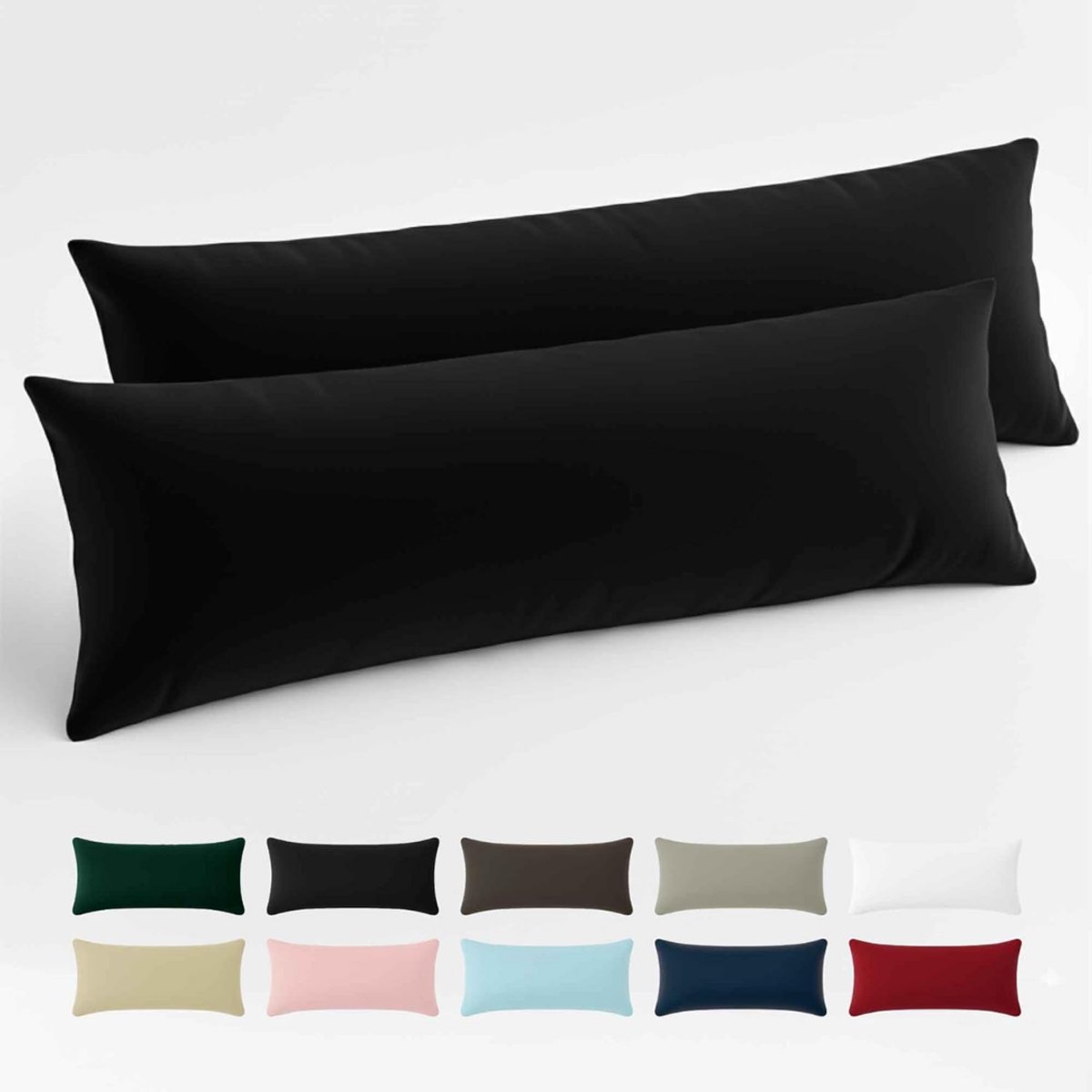 VH Supplies®Langwerpig Kussen - Lichaamskusssen - Zijslaapkusssen - 2 Stuks - 40 x 145 cm - Zwart