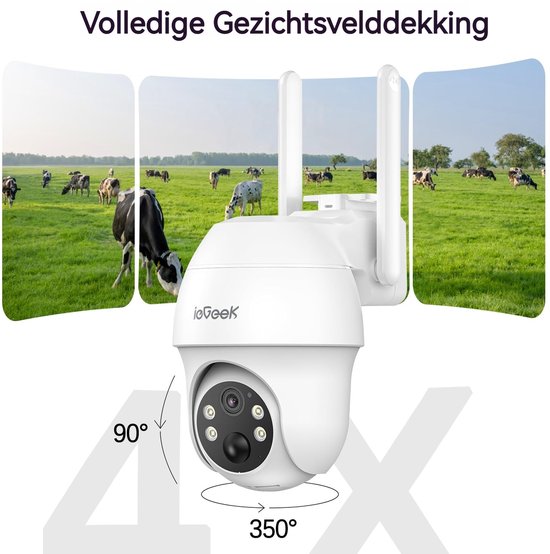 ieGeek Security Buitencamera S11 4G LTE - Outdoor Cam - 2K UHD - Pan & Tilt - Zonnepaneel - Infrarood Nachtzicht - Inclusief 32GB SIM-kaart van ieGeek — afbeelding 4