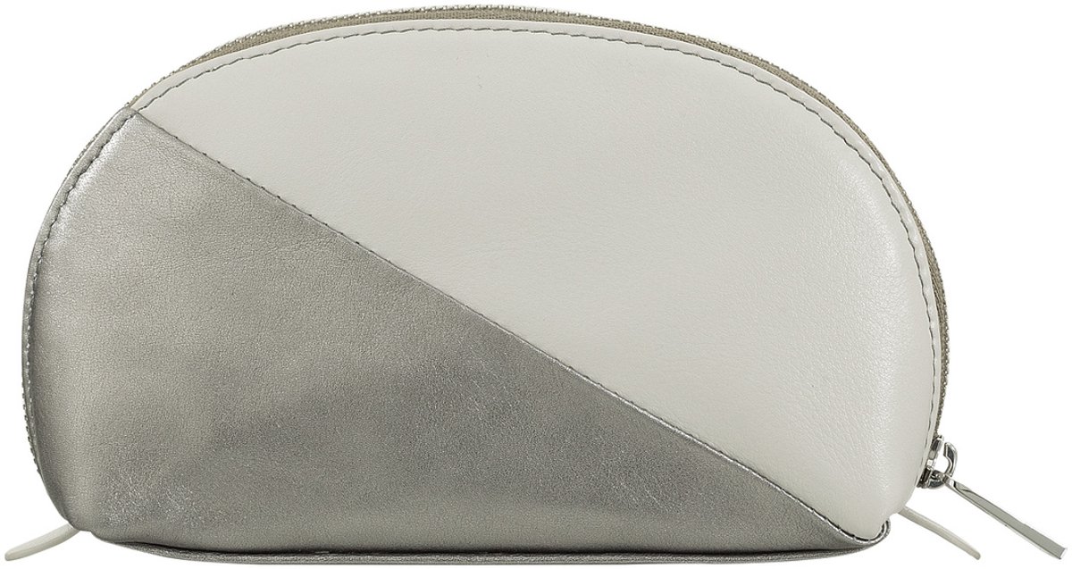DuDu Segovia Cosmetisch Tasje Leer 16 cm - L - Ritssluiting - silber