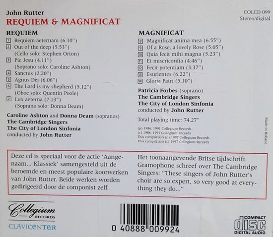 Caroline Rutter John Rutter: Requiem & Magnificat (CD), Caroline Ashton | Muziek | bol
