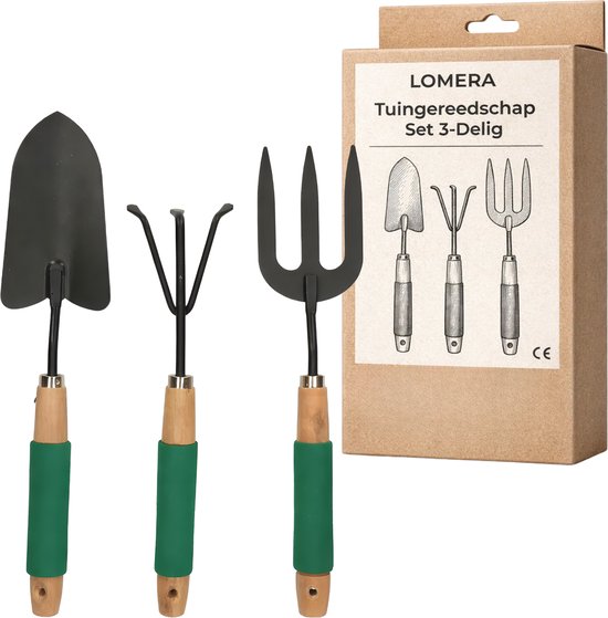 Lomera Tuingereedschap Set - Tuingereedschapset - Tuinset Gereedschap - Handgereedschap Tuin Set - Tuingereedschap Set 3 Delig - Tuinset 3 Delig - Handhark Vork Schep Set - Handhark Set - Handvork Tuin — afbeelding 4
