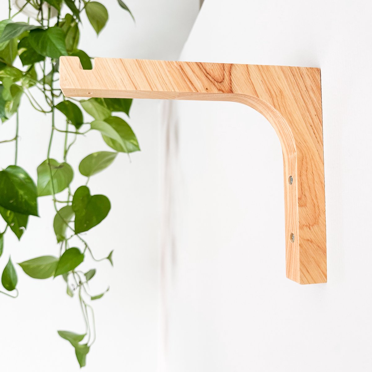 WallWood - Wanddrager hout recht - plantenhanger - set van 4 - natuurlijk