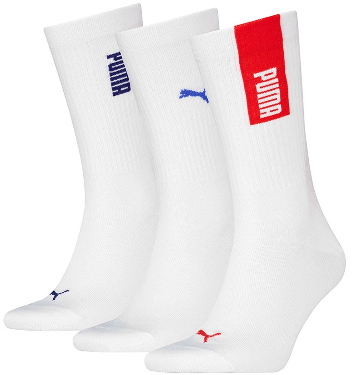 PUMA unisex 3P sokken crew logo II Wit