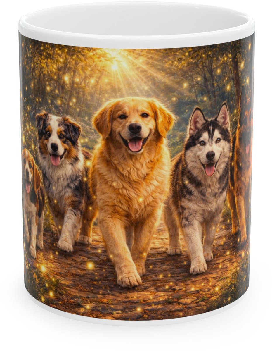Plot-Twister - Dieren Mok 330ML – Honden Magisch - Keramische Koffiemok met Unieke Dierenprint – Vaatwasser & Magnetronbestendig – Cadeauverpakking met Venster