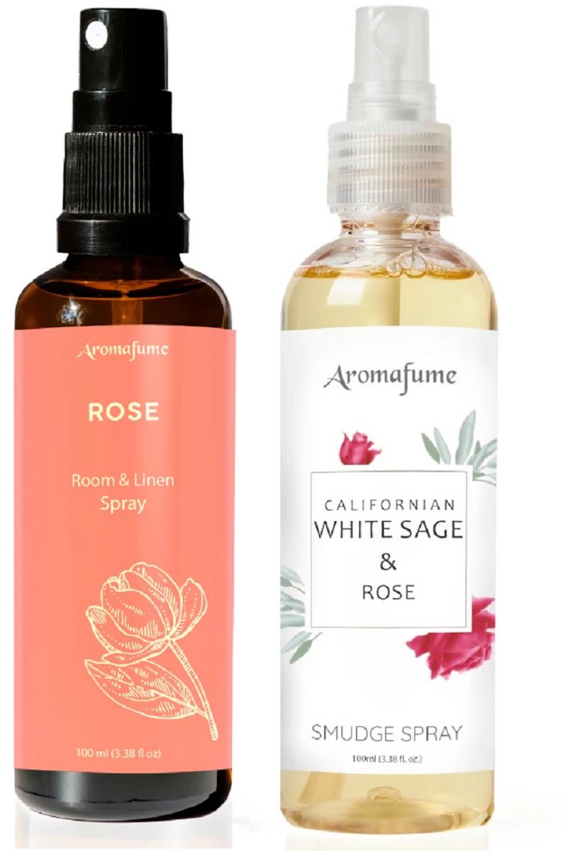 Aromafume - smudge spray - witte salie en roos spray - rozen spray - set van 2 - 100ml