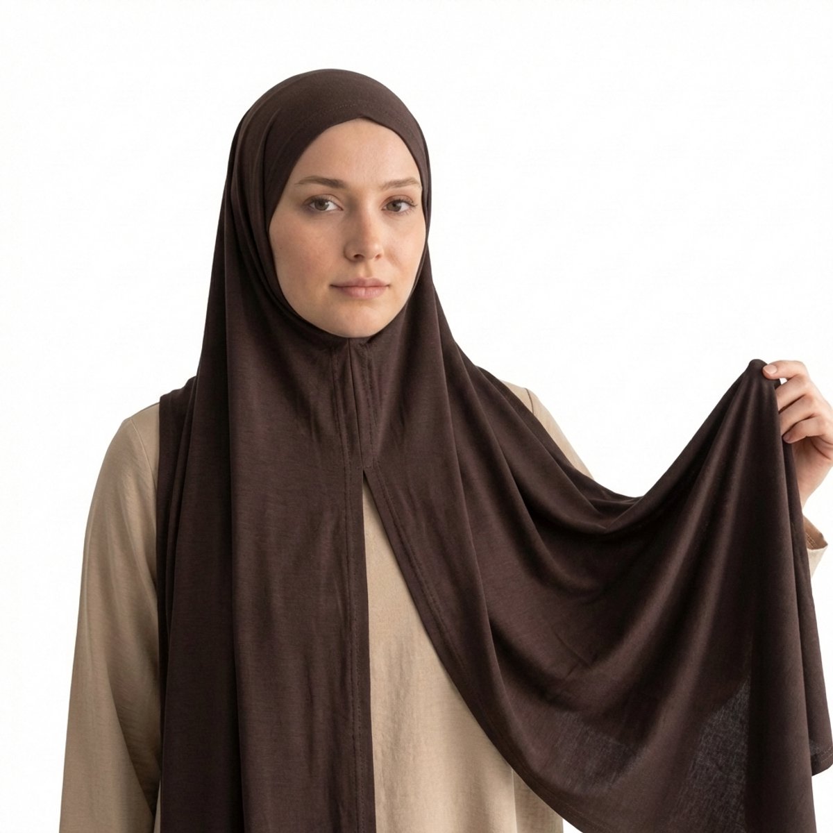 FIRASET Bruin Praktische Instap-Sjaal van Viscose Jersey - Hoofddoek - Hoofddeksel - Hijab – Turks Fabriqa