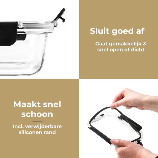 Stosh Vershoudbakjes - Meal Prep Bakjes - Diepvriesbakjes - Glas - 12 Stuks - BPA vrij