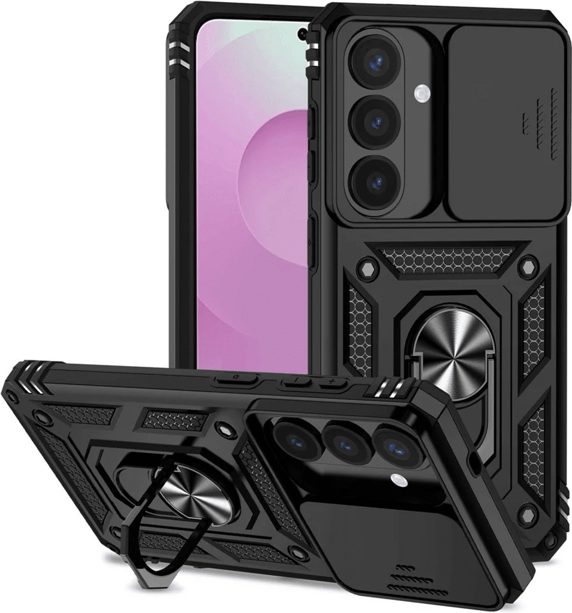 Casemania - Backcover - Ring & Cameralens Beschermer - voor Samsung S26 - Zwart