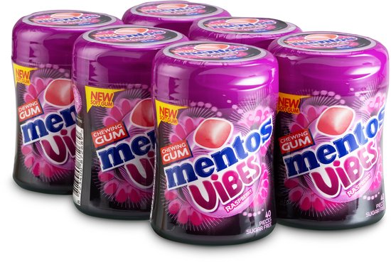 Mentos Gum Vibes Raspberry - Kauwgom - Suikervrij - 6x40stuks