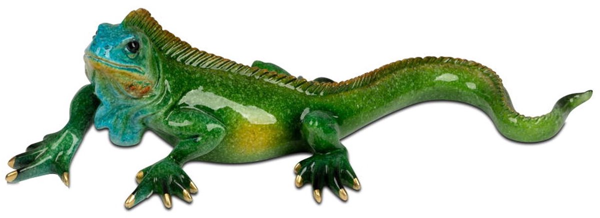 Leguaan - Groen - Beeld - Decoratie - 32x9x13cm - Polyresin - Glans