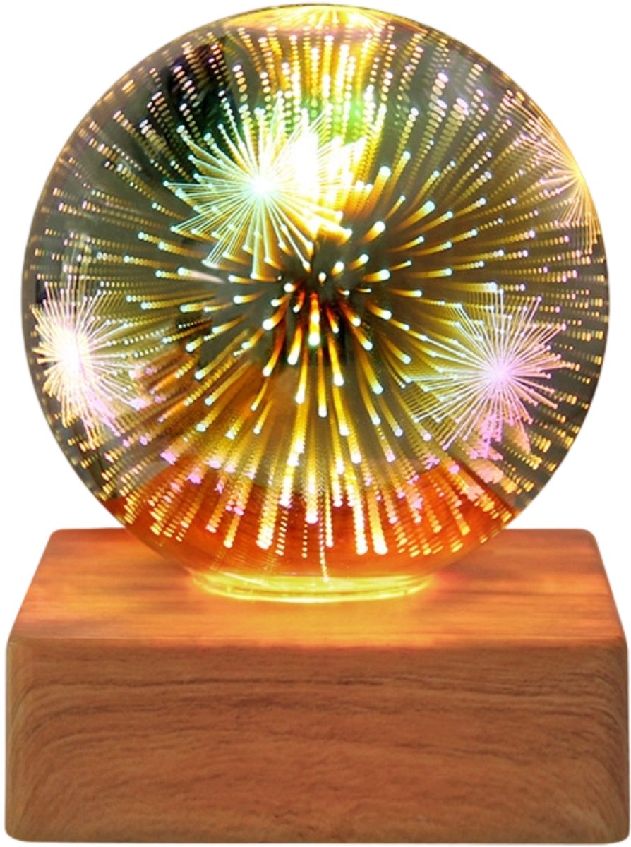 longziming -LED Nachtlampje 3D Vuurwerk - Kinderkamer Decoratie, Nachtlamp voor Kinderen, USB Aangedreven, Slaapkamer & Woonkamer
