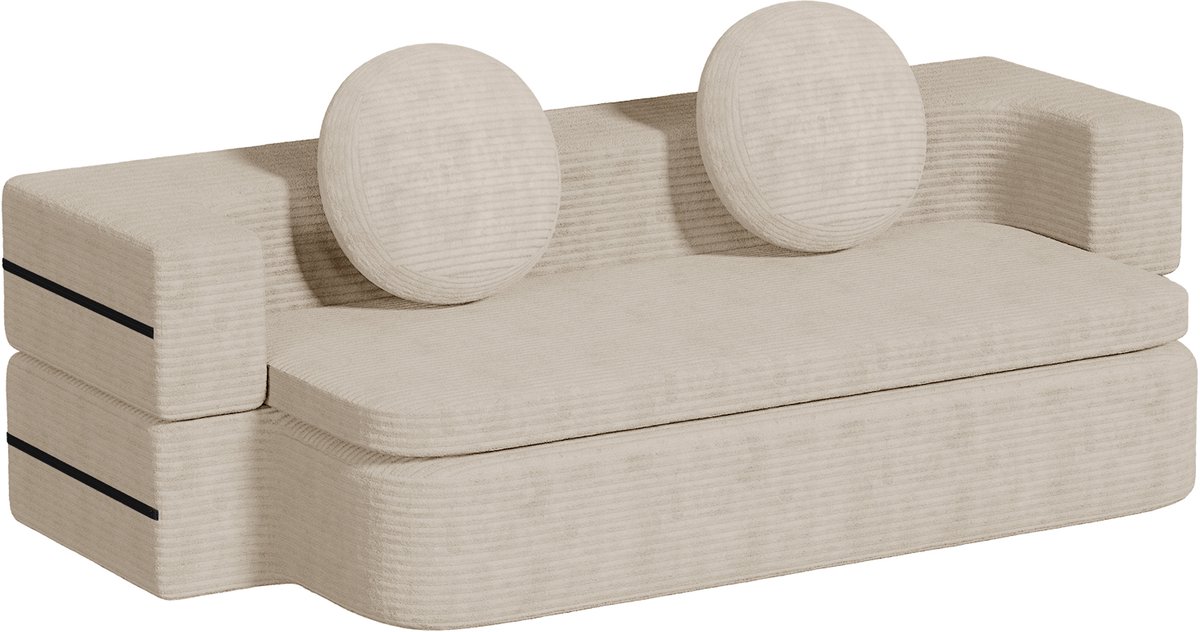 Fukstern Slaapbank - 2-in-1 Multifunctionele bank - 2-zits Opklapbare bank - Comfortabele Fluwelen Bank - Met kussens - Geschikt voor kleine appartementen - Wit