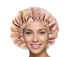 Satijnen slaapmuts – Verstelbare Bonnet van dubbellaags Satijn – Kaki – AfricanFabs®