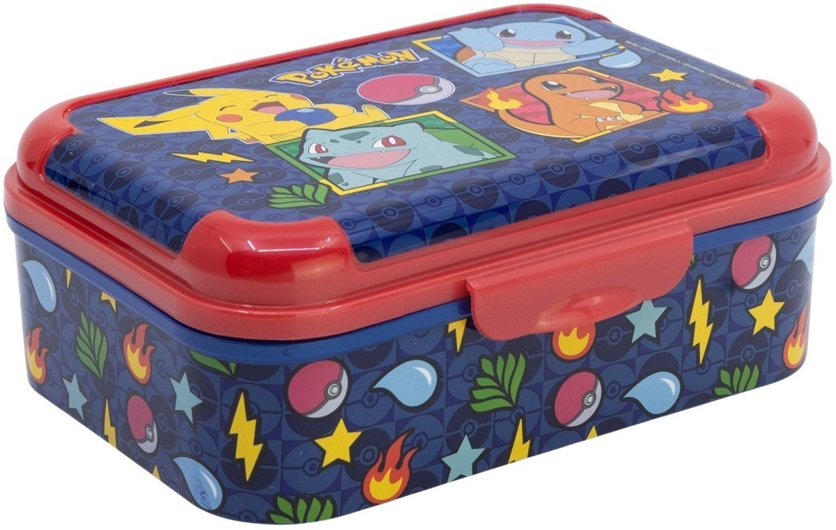 Pokemon Broodtrommel Blauw Rood – Kinder Lunchbox – BPA Vrij – Voor School