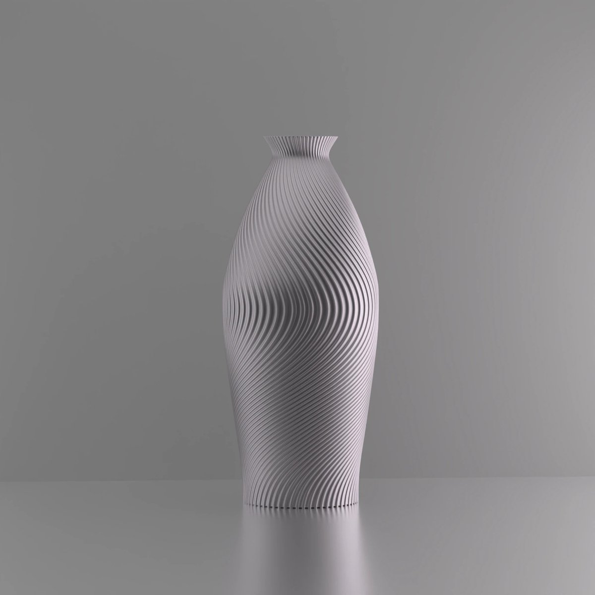 3d-gezellig Italiё - Vaas - Zilver - Maat 35 cm - Kunststof - Modern - Bloemenvaas -100% gerecycled PLA (bioplastic)