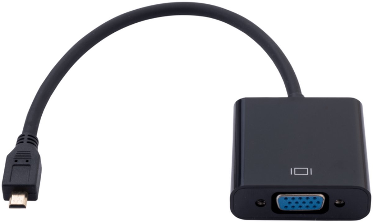 Micro HDMI naar VGA Adapter – 1080p Full HD – Voor Monitor en Beamer – HDMI naar VGA Verloop – Zwart