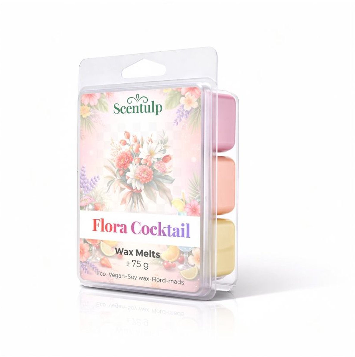 Scentulp - Wax Melts Flora Cocktail – Bloemenmix – kubusvormig