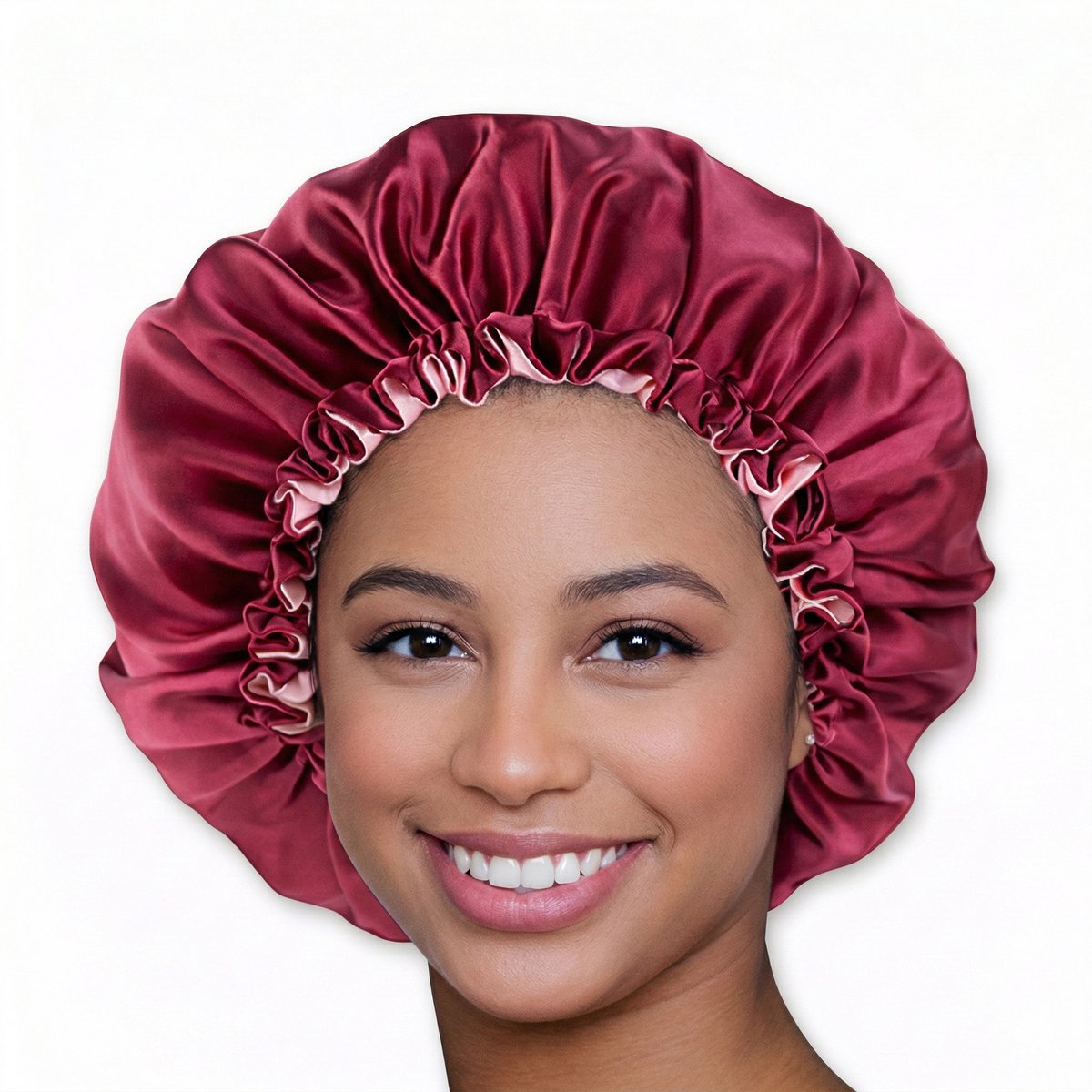 Satijnen slaapmuts – Verstelbare Bonnet van dubbellaags Satijn – Rood – AfricanFabs®