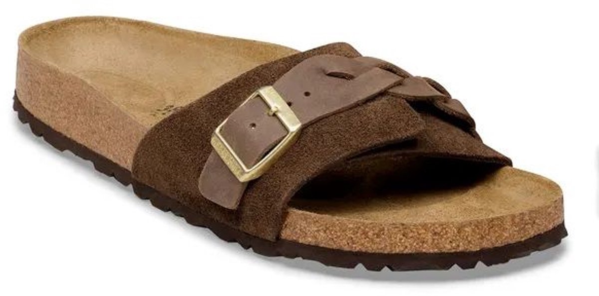Birkenstock Oita Braided Suede Leather Carafe Bruin